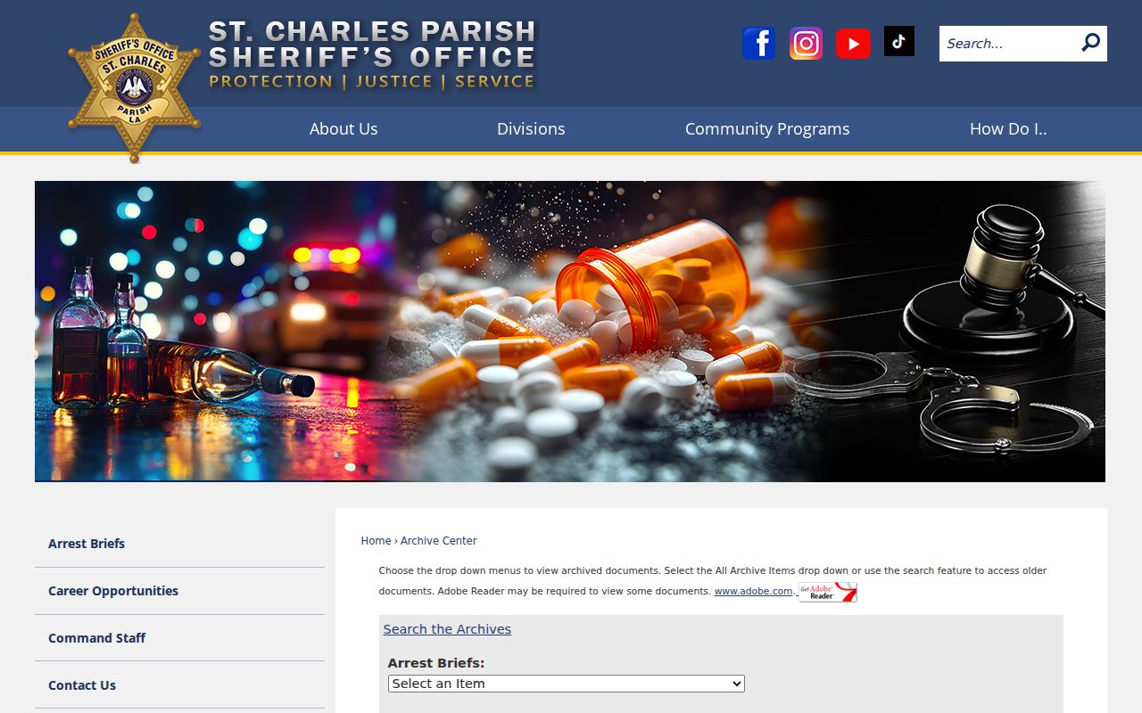 St. Charles Parish arrest archive category search