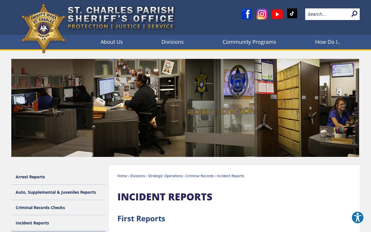 St. Charles Parish criminal records incident report access policy