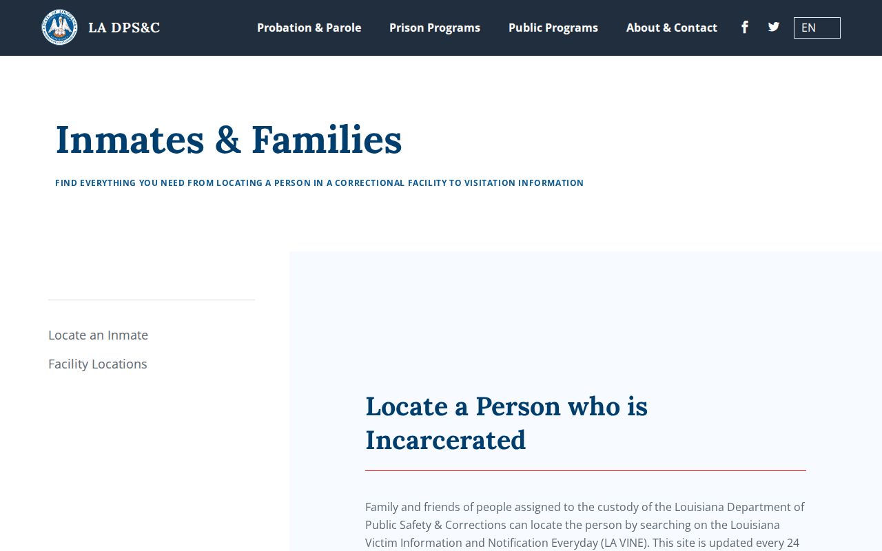 St. Charles Parish criminal history Louisiana imprisoned person locator