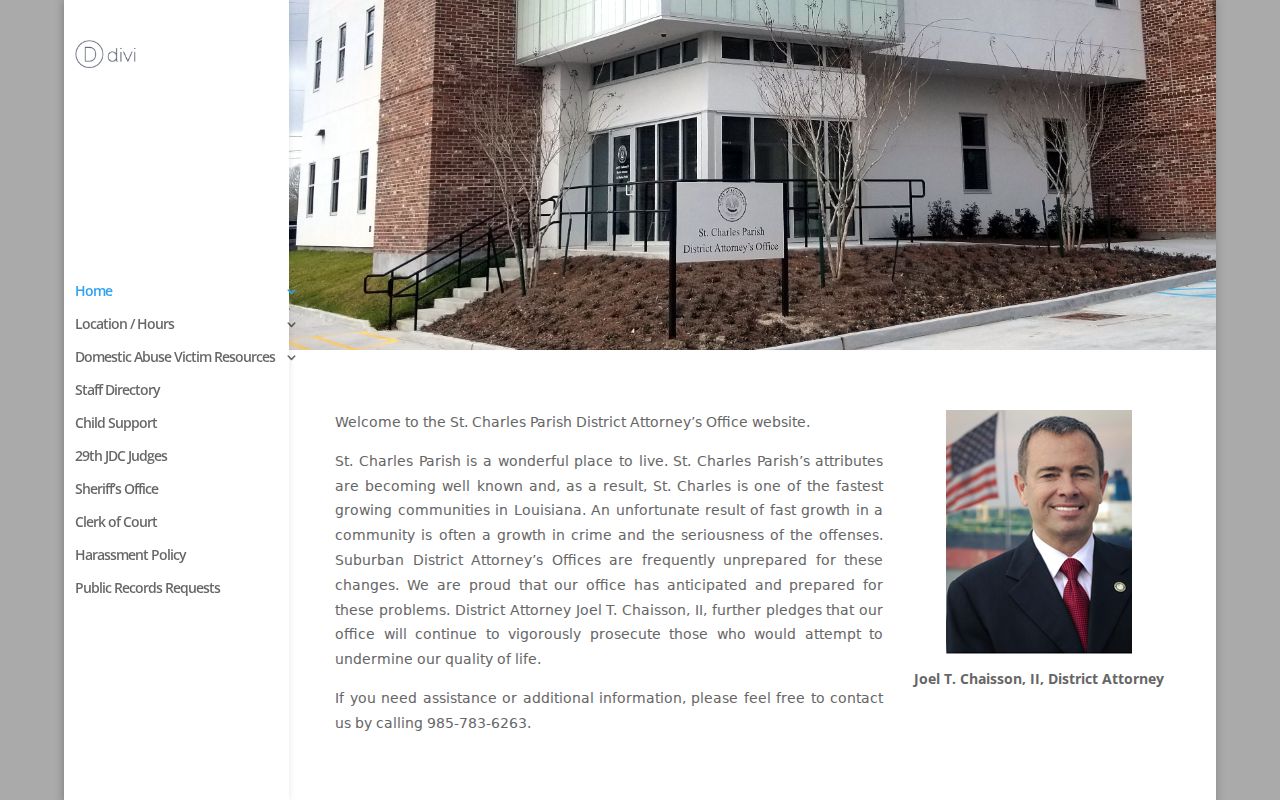 St. Charles Parish criminal history District Attorney programs and office
