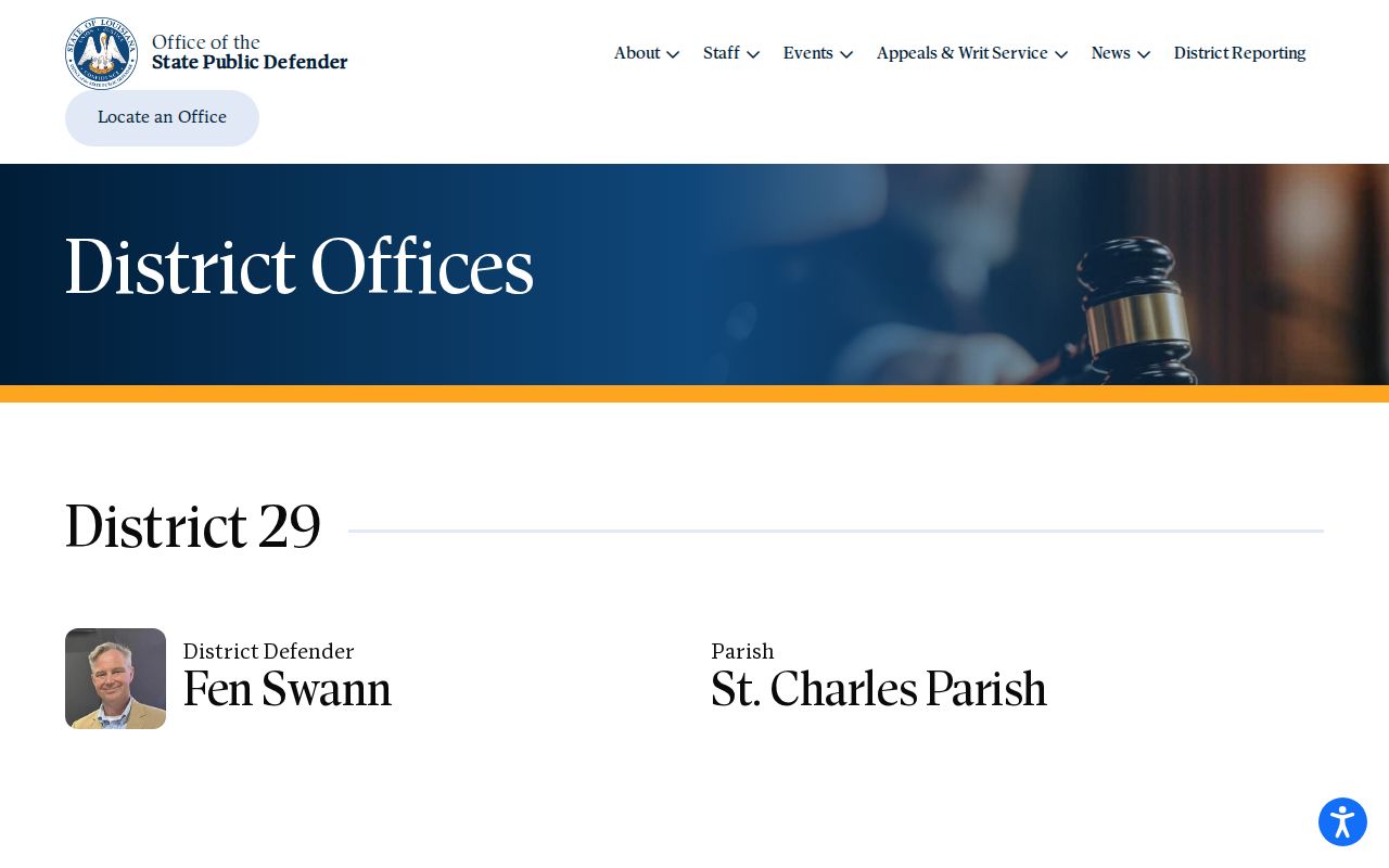 District 29 legal office context for St. Charles Parish registry-related court records