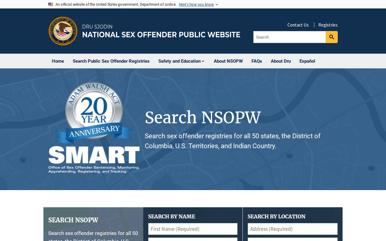 NSOPW national search for a St. Charles Parish sex offender check